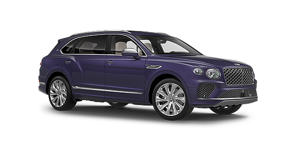 Bentley Jinan Bentayga Extended Wheelbase Mulliner luxury SUV front three quarter in Tanzanite Purple paint